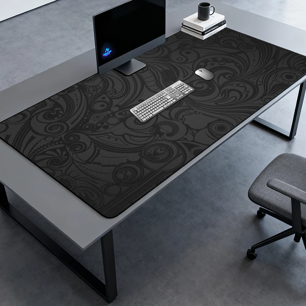Gothic Mouse Pad Office Gaming Desk Mat 180x60 Non Black Slip Mousepad Premium Giant Ornate Swirl Accessories Mousepads