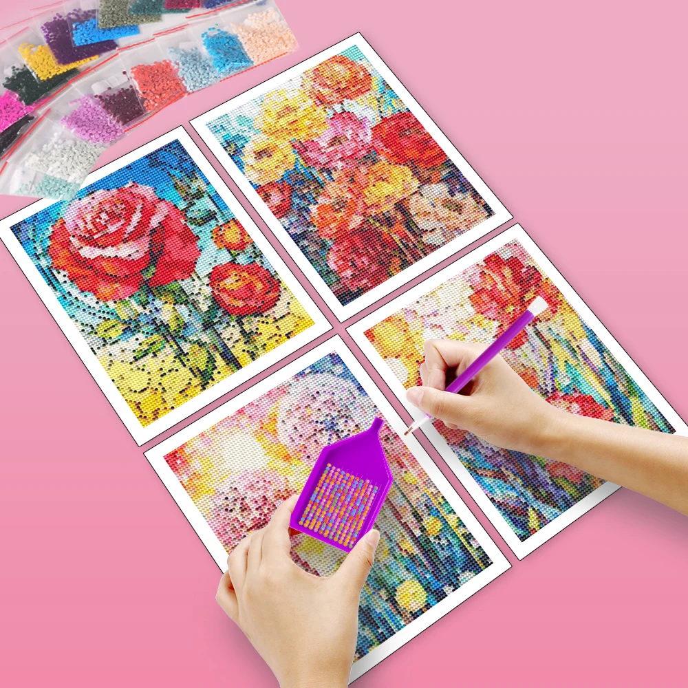 HUACAN 4PCS Full Round Drill D - đánh giá và giá Resin Art With Rose