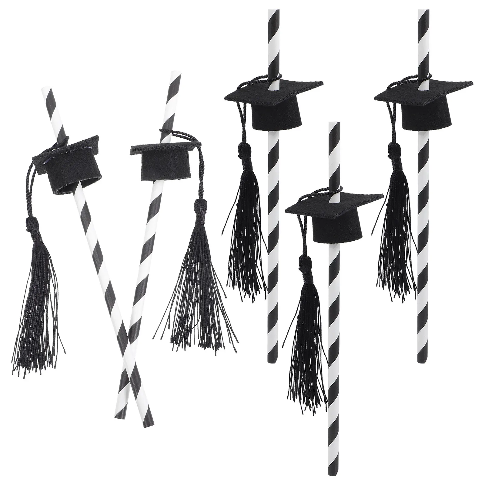 

12pcs Doctor Hat Decor Graduation Season Non-Woven Drinking Long Cocktail Party Supplies Grad For Home Office Restaurant