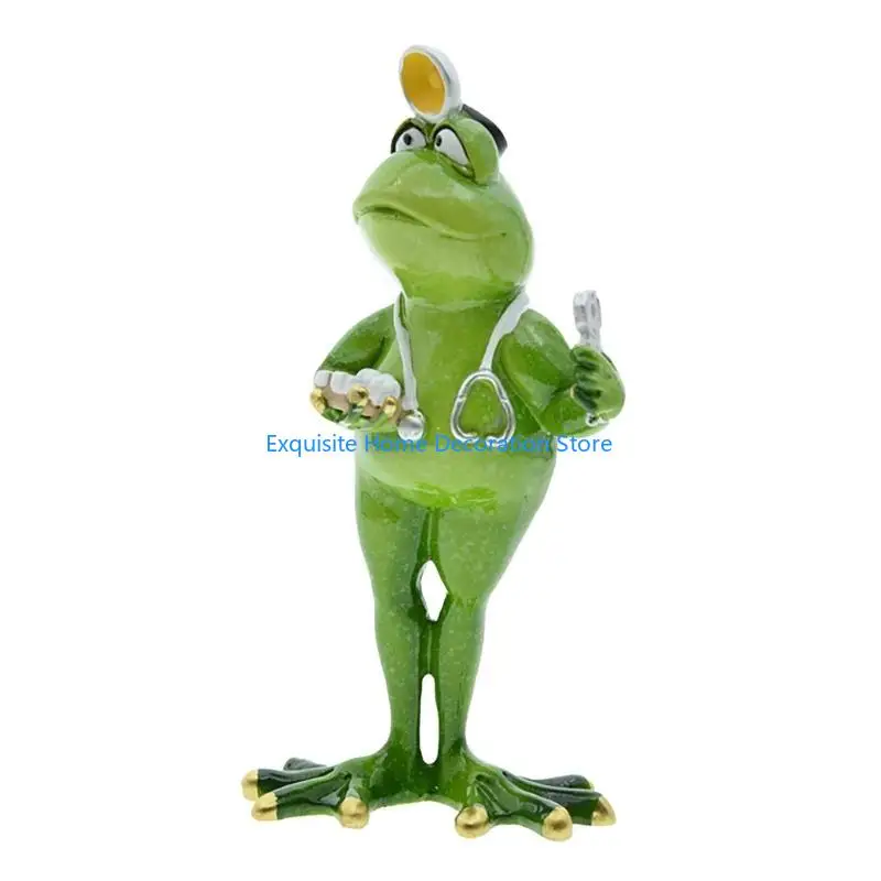 L5BF Artisanal Resins Frogs Figurine Dentists Doctor Cowboy Frogs Sculpture Ornament for Creative Garden and Home Decorating