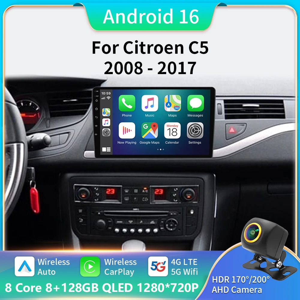 

Car Radio For Citroen C5 2008-2017 Car Multimedia Wireless Android Auto Carplay C5 Radio Navigation GPS HDMI out 2 Din