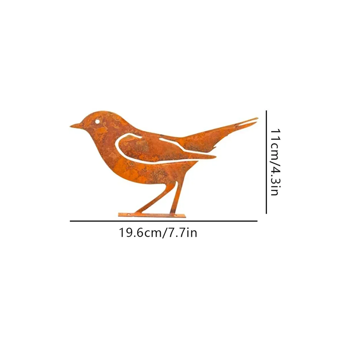 Charmante roestige vogelsilhouet metalen tuinkunst - rustieke buitenterrasdecoratie voor tuinornamenten