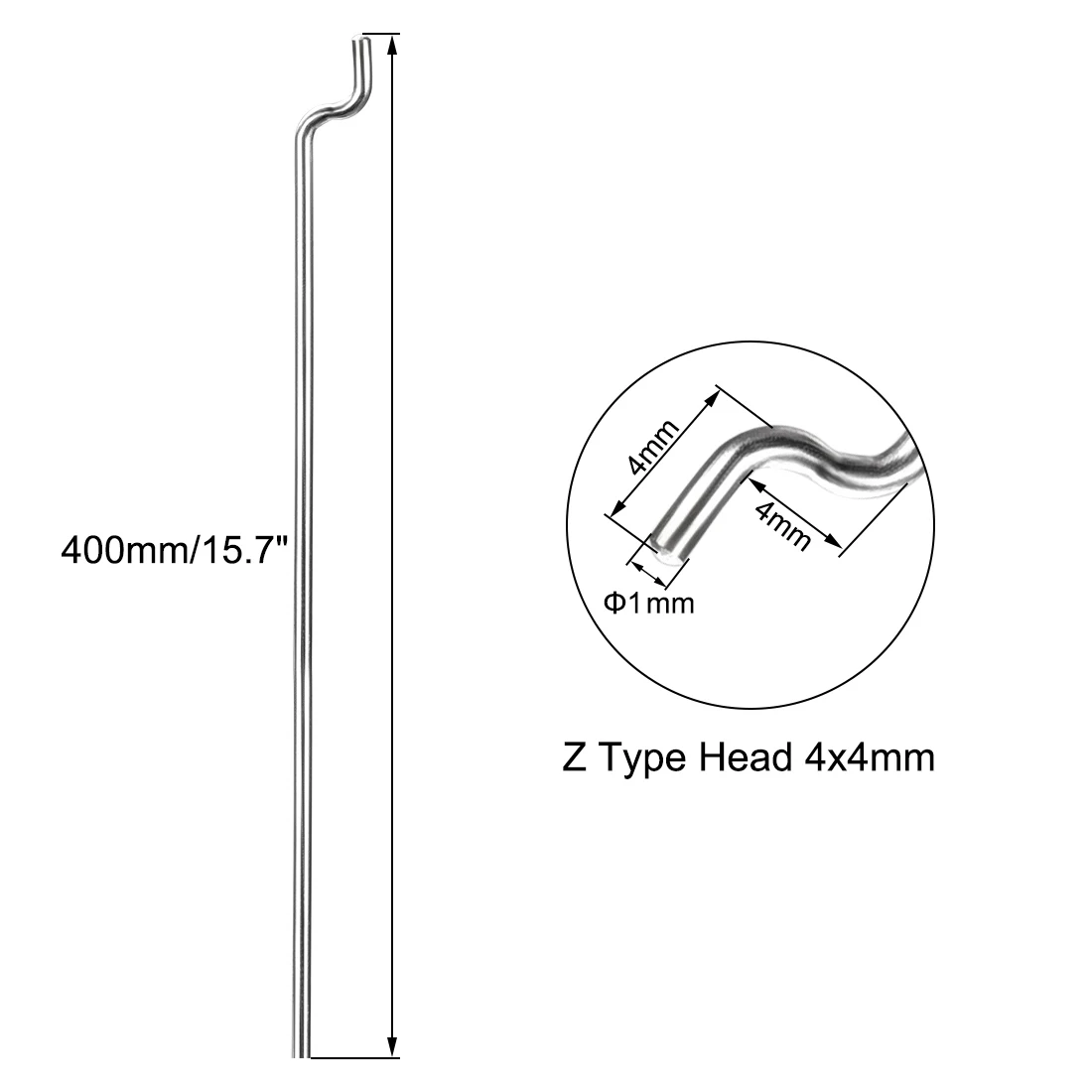 Outils de remplacement pour avion et bateau RC, diamètre de 1mm, longueur totale de 80/180/300/400mm, nervure en Z en acier, 10 pièces