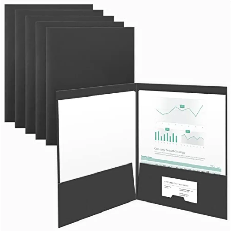 

25 Count Black Two Pocket Presentation Folders Perfect for Sales Material Important Documents More 9 x 12