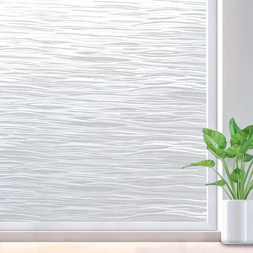 Window Privacy Frosted Glass Film Removable Vinyl Door Coverings UV Blocking Decorative Static Cling Non-Adhesive Window Clings