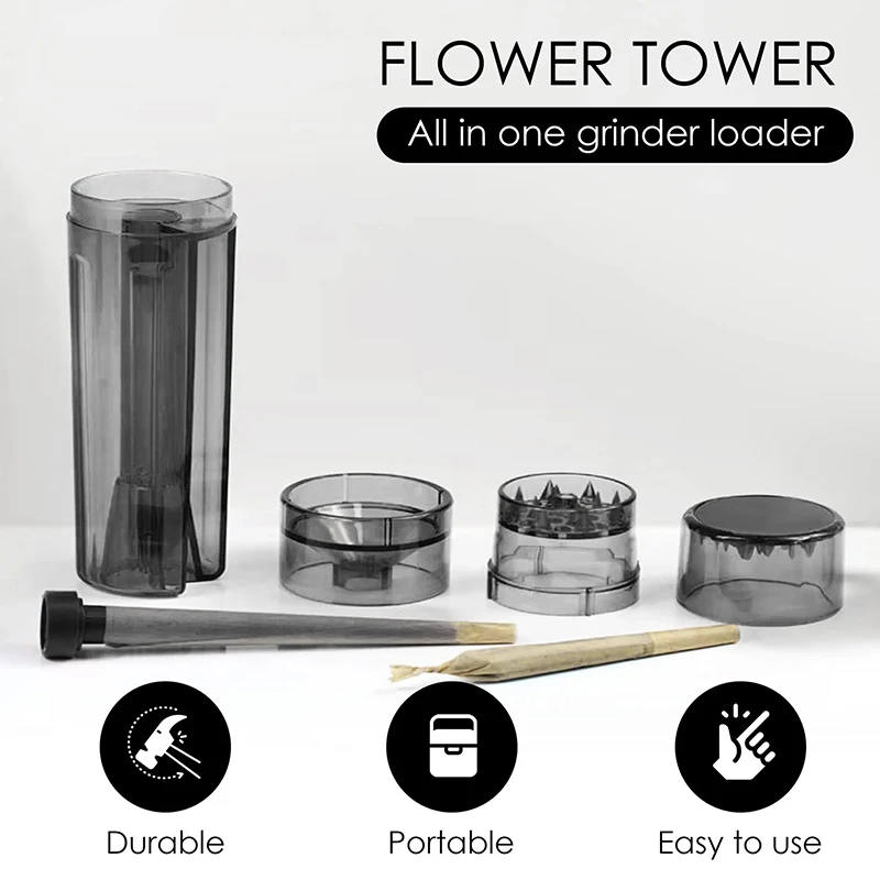 Protable Tobacco Filling Grinding Storage Integrated Set Dry Herb Pre Roller Paper Pipes Grinder Smoking Accessories