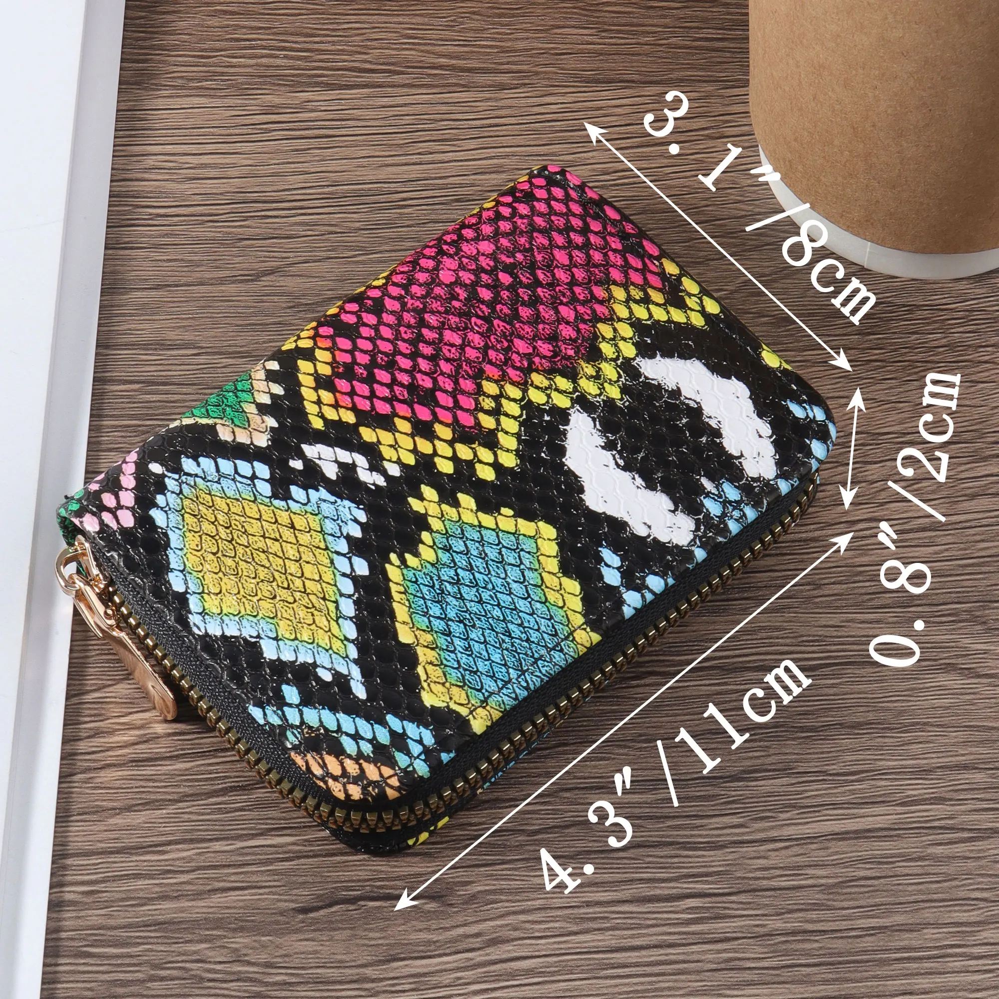 패셔너블하고 고품질의 신용카드 보관 가방, 여러 카드 슬롯이 있는 심플하고 캐주얼한 디자인, 동전 주변에 패셔너블한 지퍼