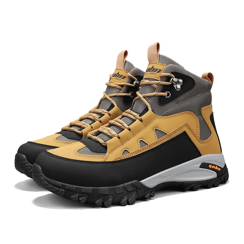 

British Style Men's Motorcycle Boots Winter Platform Work Boots Men Outdoor Non-slip Hiking Boots For Men Lace-up Casual Boots