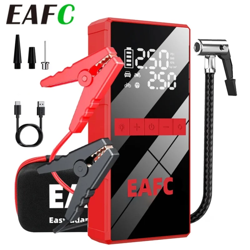 EAFC 4000A Peak Auto-Starthilfe 150PSI Luftkompressor Neu Verbesserter 4-in-1 Notfall-Batteriebooster Reifenfüller für 12V-Fahrzeuge