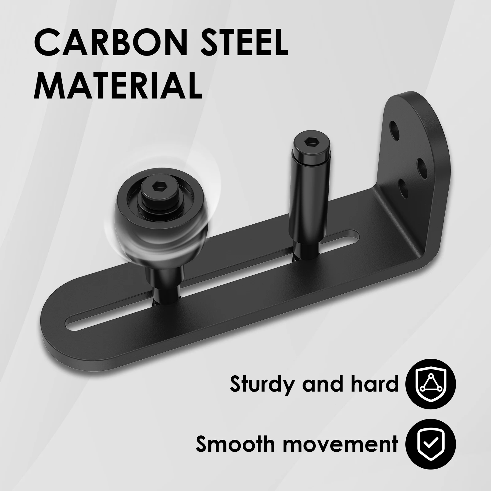 2 Pcs Adjustable Rollers Barn Door Hardware Wall Mount System Easy to Install Rounded Edge Design Flush Bottom Fit All Size Door