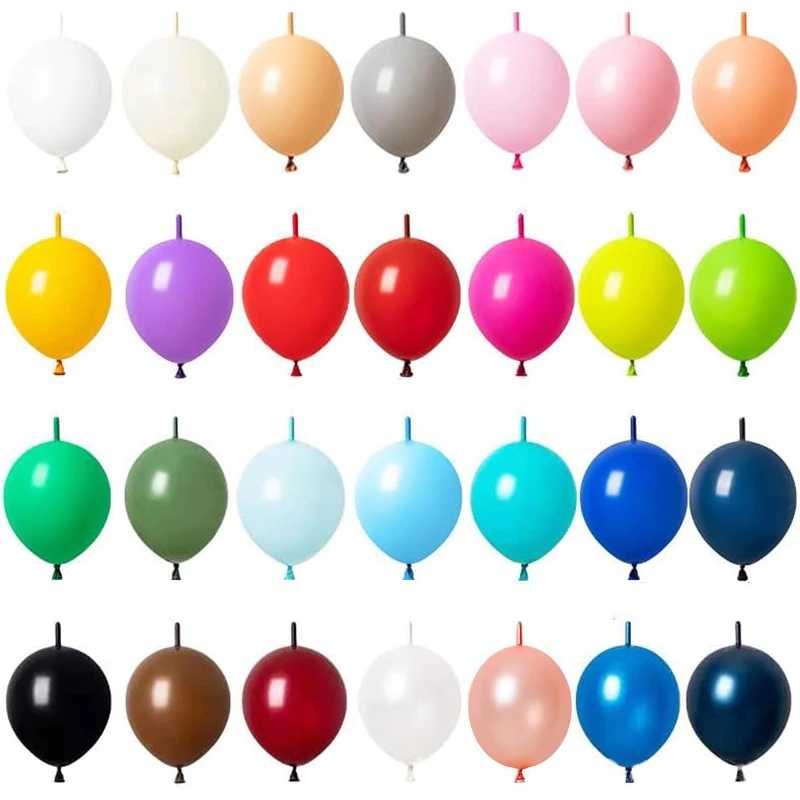 50/30/10Pcs Link Balloon Linking Balloons 6/12inch Metallic Chrome Latex Balloons for Birthday Christmas Wedding Party Decor