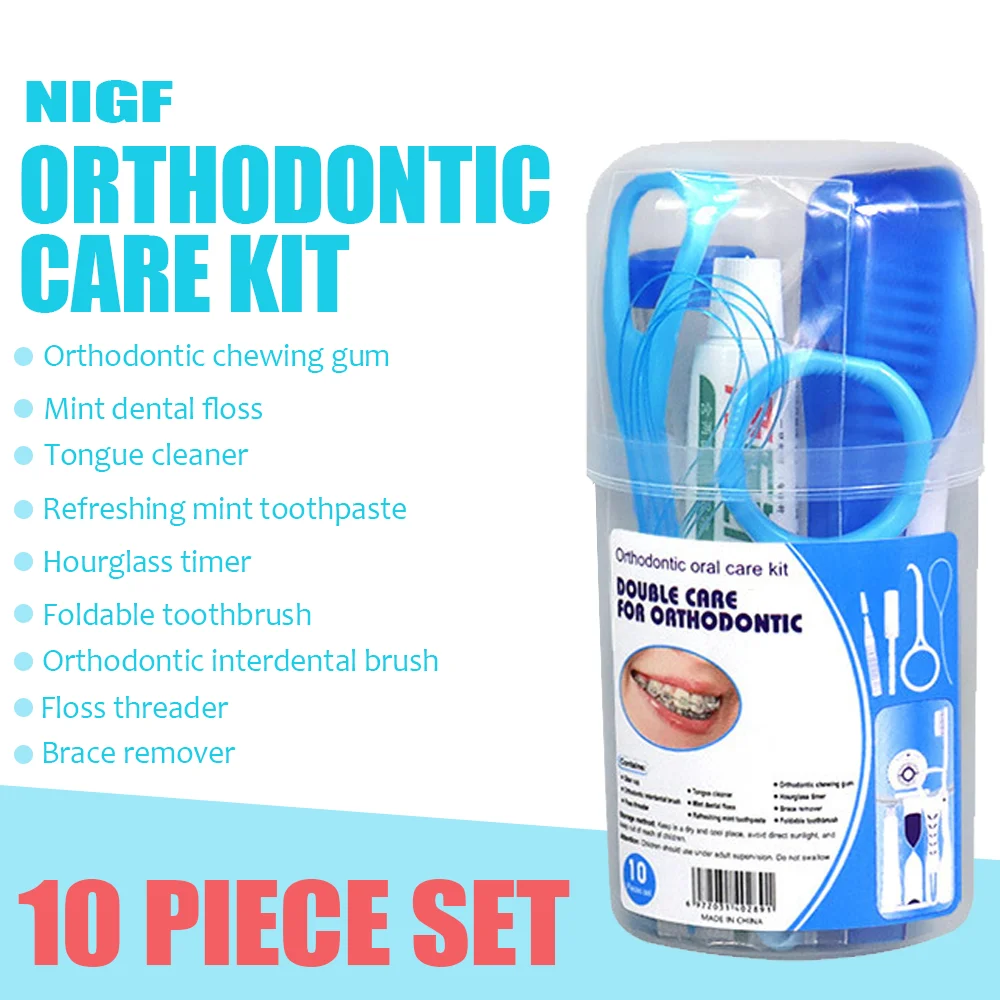 

Orthodontic Care And Cleaning 8/10 Piece Wash Bag For Carrying Teeth, Brushing lines, And Cleaning Gaps Between Teeth