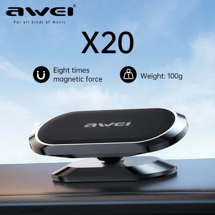 

Awei X20 Universal Navigation Bracket Magnetic Car Phone Holder Car Phone Stand for iPhone 16 15 14 13 12 Samsung Redmi Xiaomi