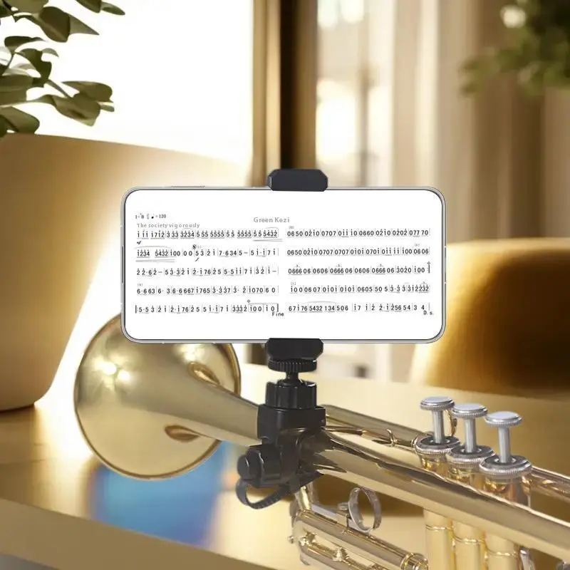 Trumpet Lyre Phone Holder Adjustable Musical Instrument Phone Stand Marching Band Lyre Phone Holder For Oboe Trombone Clarinet