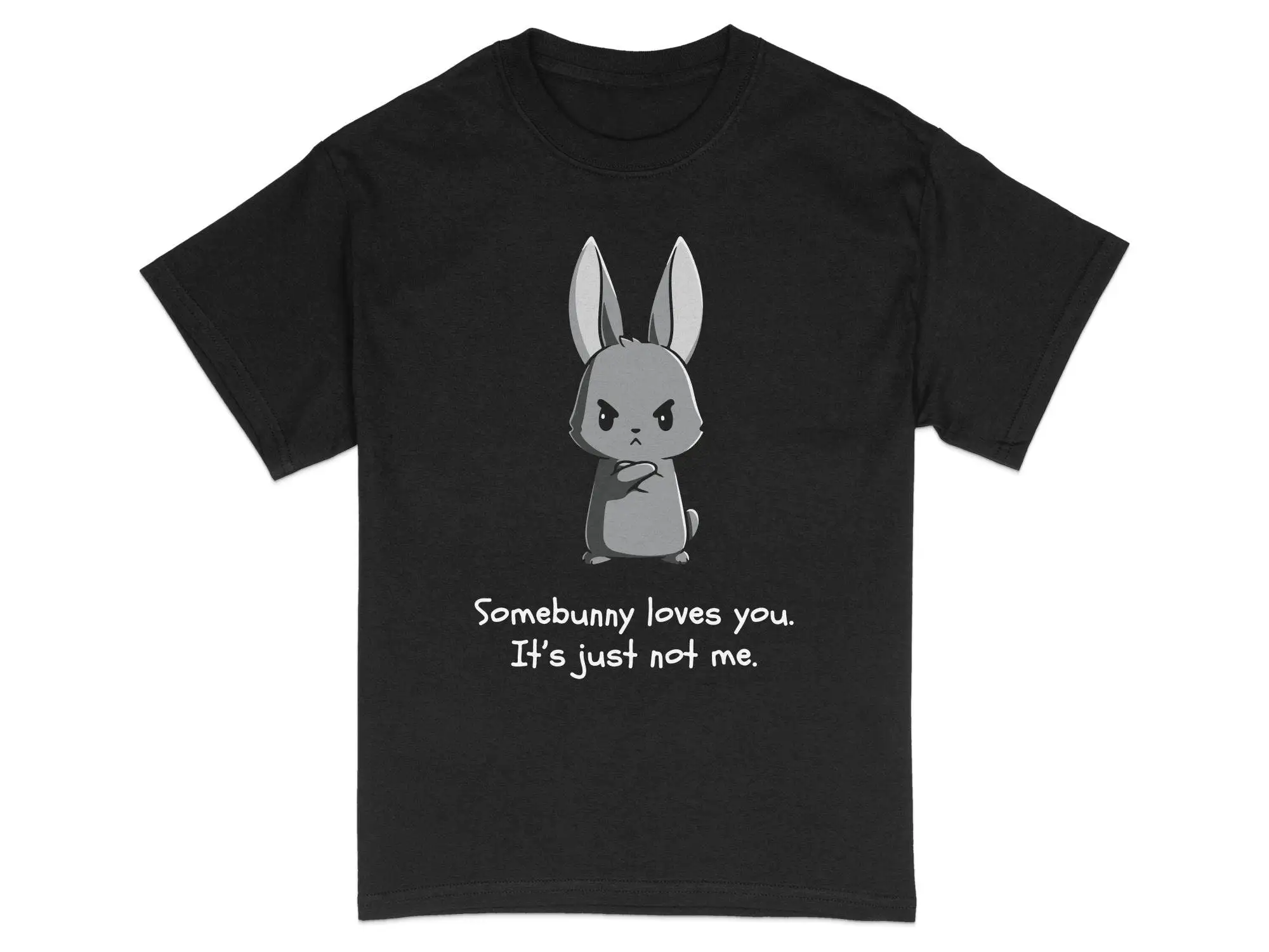 Cute Angry Bunny Slogan T Shirt Somebunny Loves You It's Just Not Me Funny Rabbit for Casual Wear