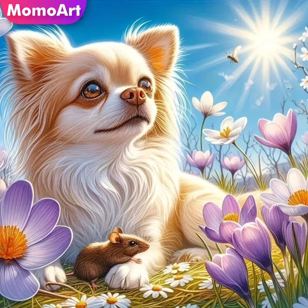 Momoart Neuerscheinung Diamant-Malerei Hunde-Motiv Strass-Diamant-Mosaik DIY Perlen-Set Stickerei-Dekoration für Zuhause
