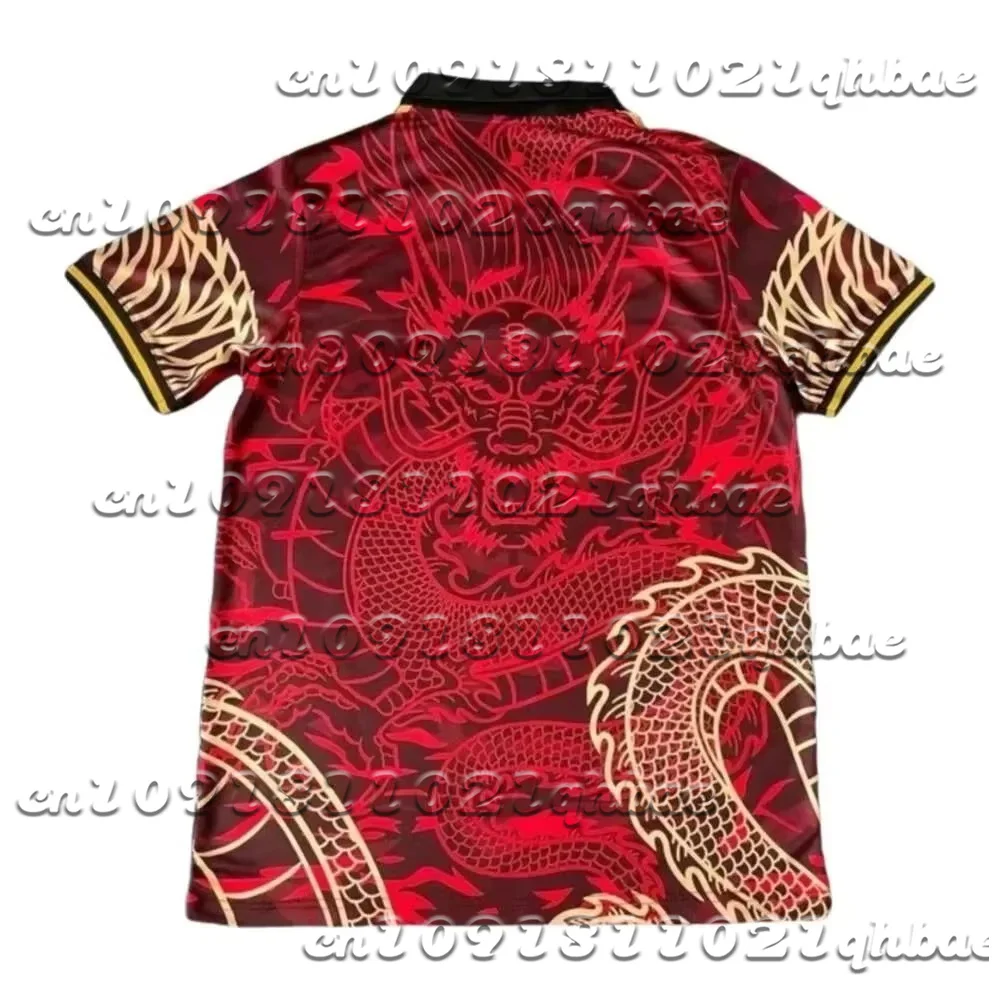 2025 Nowa damska koszulka polo do piłki nożnej Casual Dragon Pattern Oversized Street Fashion Koszulka z krótkim rękawem Luźna codzienna koszulka polo