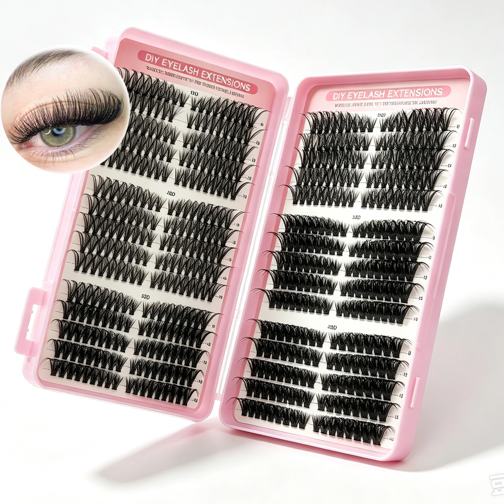 DIY Fluffy Individual Eyelash Clusters Lash Book 30D 100D D Curl Mixed Length Segmented False Lashes for Daily Party Eye Makeup