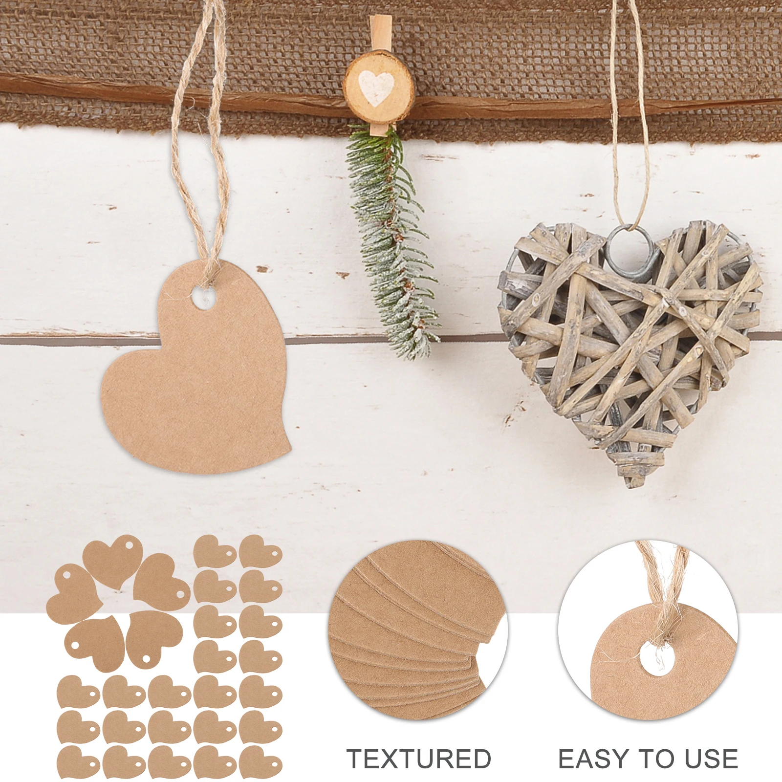 

Heart Shaped Paper Tags Hole for Valentine Gift Labels Decorative Hanging Card Paper Office Valentine Tag Supplies