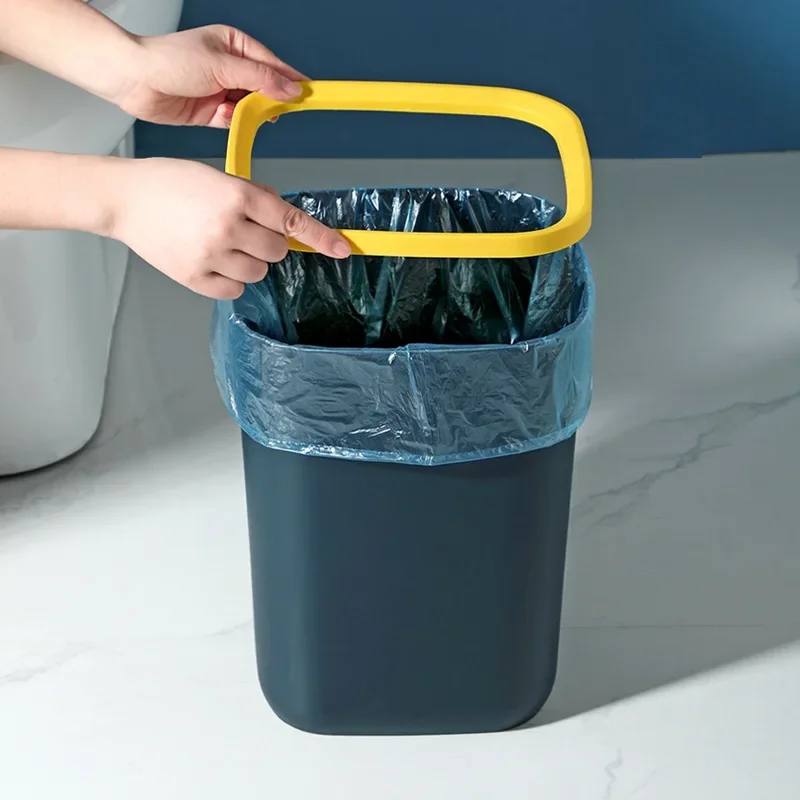 Nordic Square Trash Waste Bins Thickened Trash Home Office Pressure Ring Waste Paper Basket Living Room Kitchen Trash 10L