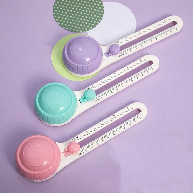 Macaron Color Circular Paper Cutter Scrapbook Cards Circle Shape Cutter 360 Rotary Circle Cutter Manual DIY Round Cutting Knife
