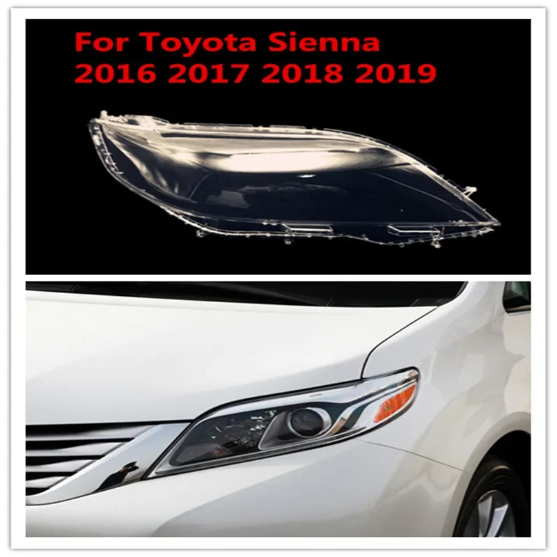 HTTCY  Clear Headlight Lens Cover Replacement Headlight Shell Cover Left/Right For Toyota Sienna 2016 2017 2018 2019