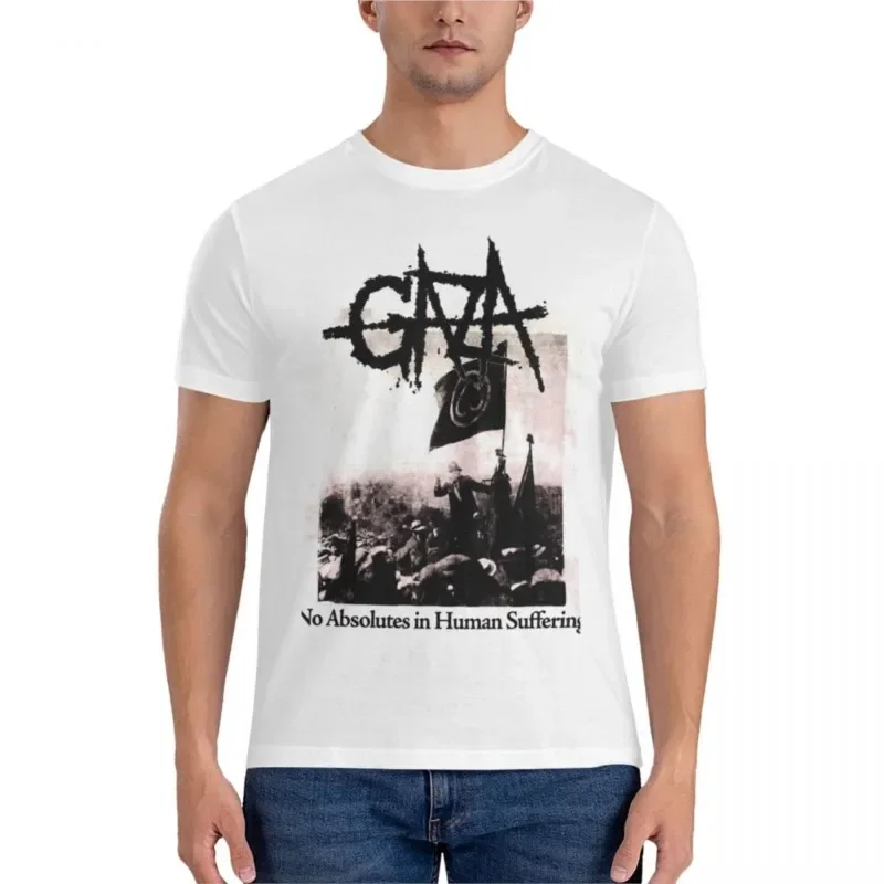 Brand Men Cotton T-shirt Gaza - No Absolutes in Human Suffering - Grindcore Active T-Shirt Funny T Shirt Sweat Shirt