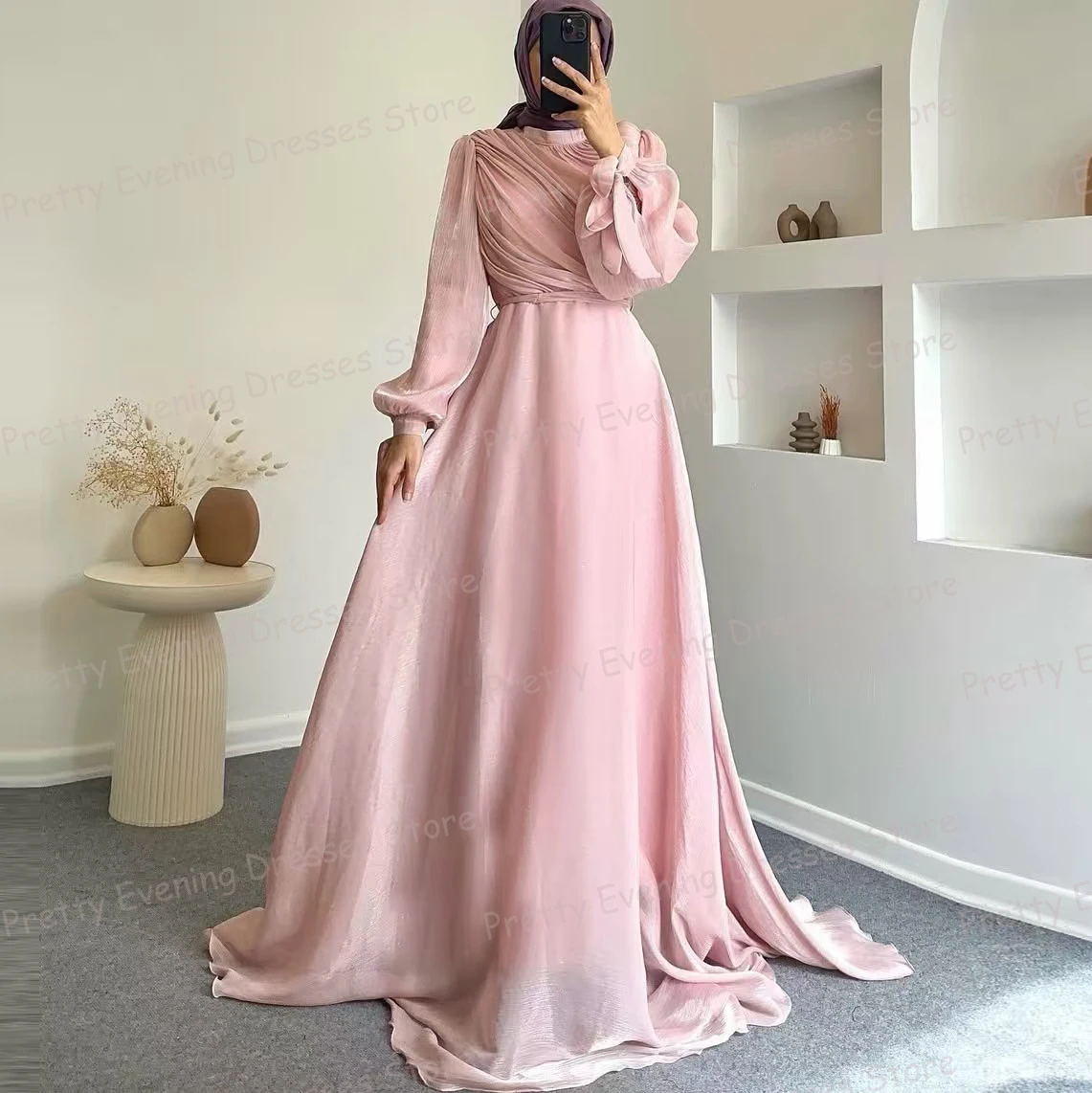 

Sinple Вечерние платья женские трапециевидные платья для выпускного вечера с длинными рукавами атласные пляжные вечерние модные платья Vestidos De Fiesta индивидуальный гала