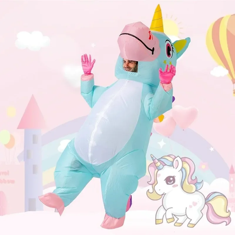 Unicorn Inflatable Costume Team Performance Full Body Set Mascot Cosplay Dress up Halloween Christmas Props