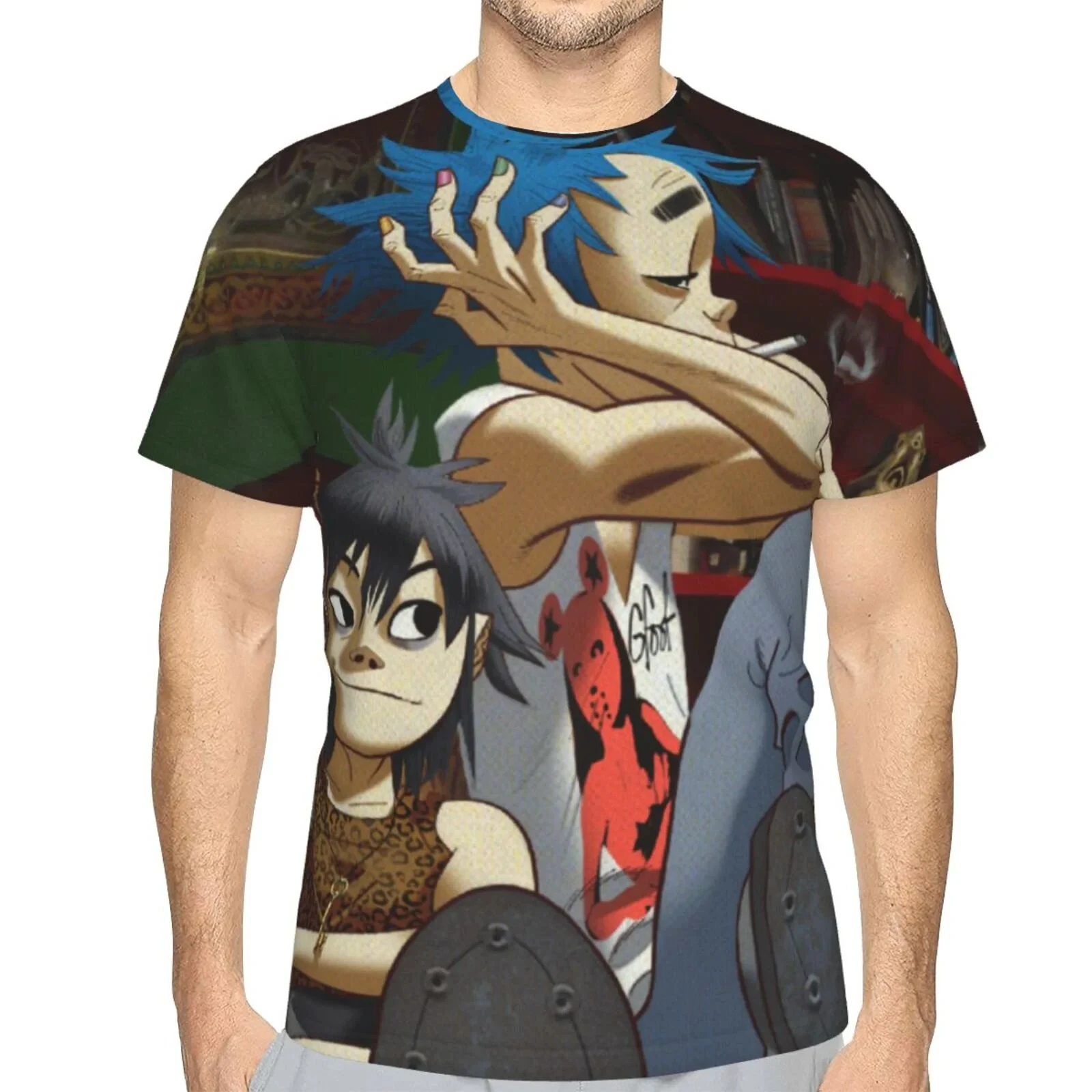 Popularna koszulka z nadrukiem 3D zespołu rockowego Gorillaz dla mężczyzn i kobiet Modna koszulka z krótkim rękawem dla dzieci Hip Hop Tops Tees Men Clothing Fan