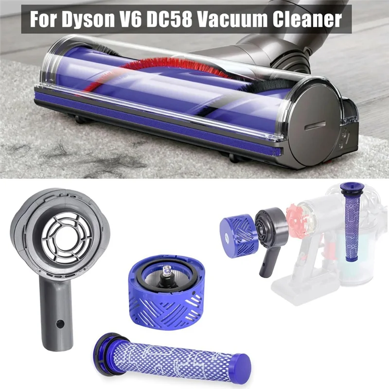 

-PQWN Motor Rear Cover + Filter + Pre Filter Set As Shown Plastic Vacuum Cleaner Accessories For Dyson V6 DC58 DC59 DC61 DC62 DC