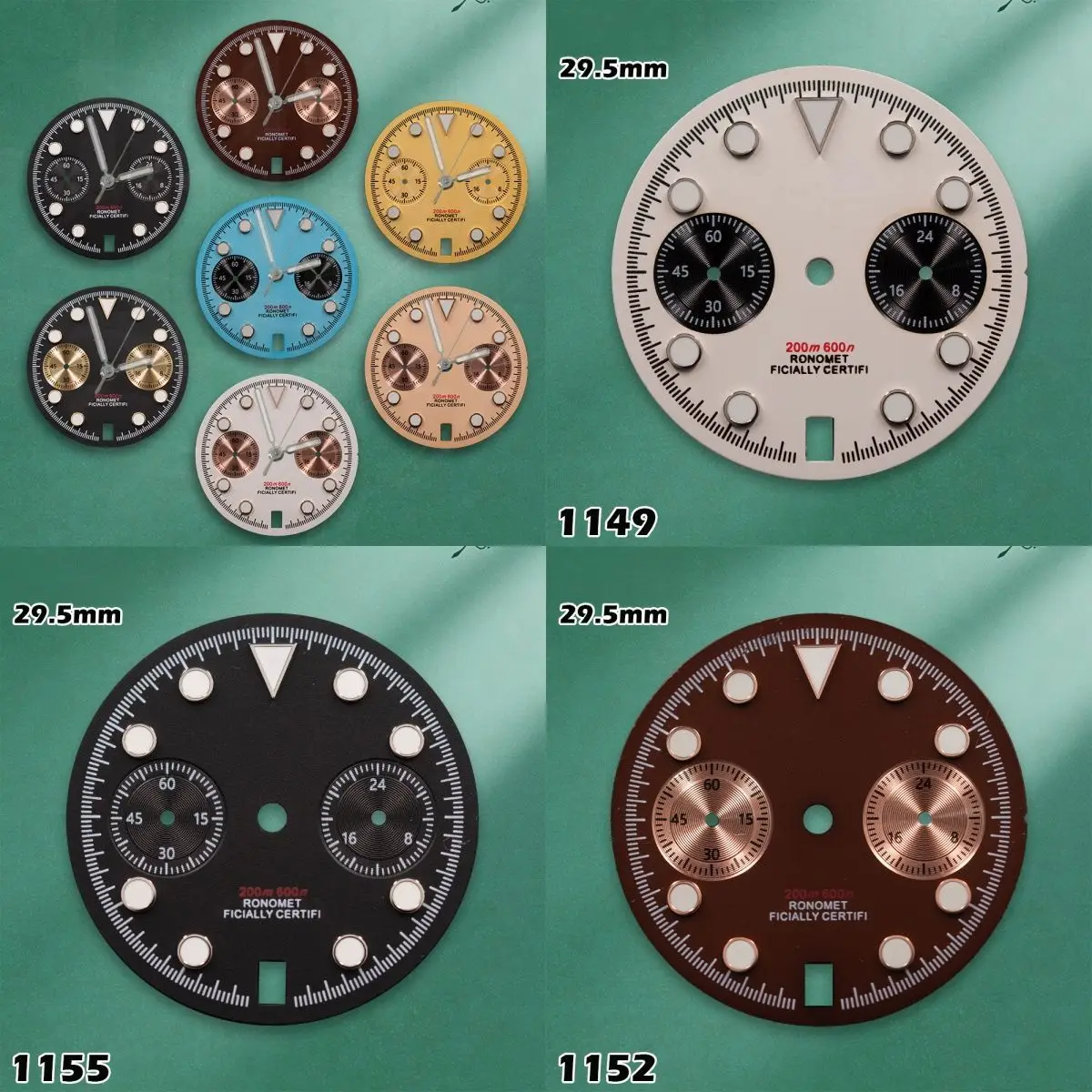 VK63/VK64 movements S-type 29.5mm Panda Style Dial - men's watch Green Luminous C3 Watch modification accessories
