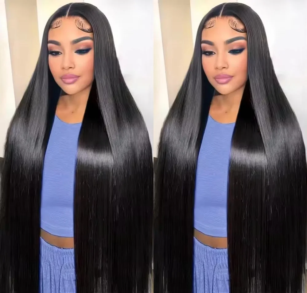Natural Black Bone Straight Wig 18-46 Inch 7x6 13x4 13x6 Hd Transparent Lace Frontal Wig 200 Density Soft Lace Wigs Pre Plucked Long Wigs For Women