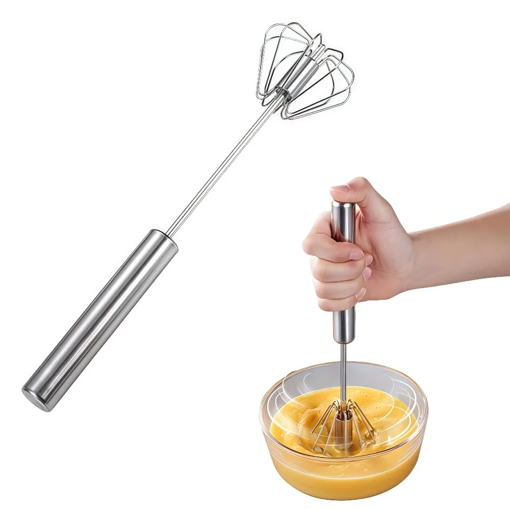 Semi-Automatic Egg Beater Manual Rotating Mixer Multi-Function Portable Kitchen Mixing Tool for Eggs Frothing Stirring Whipping