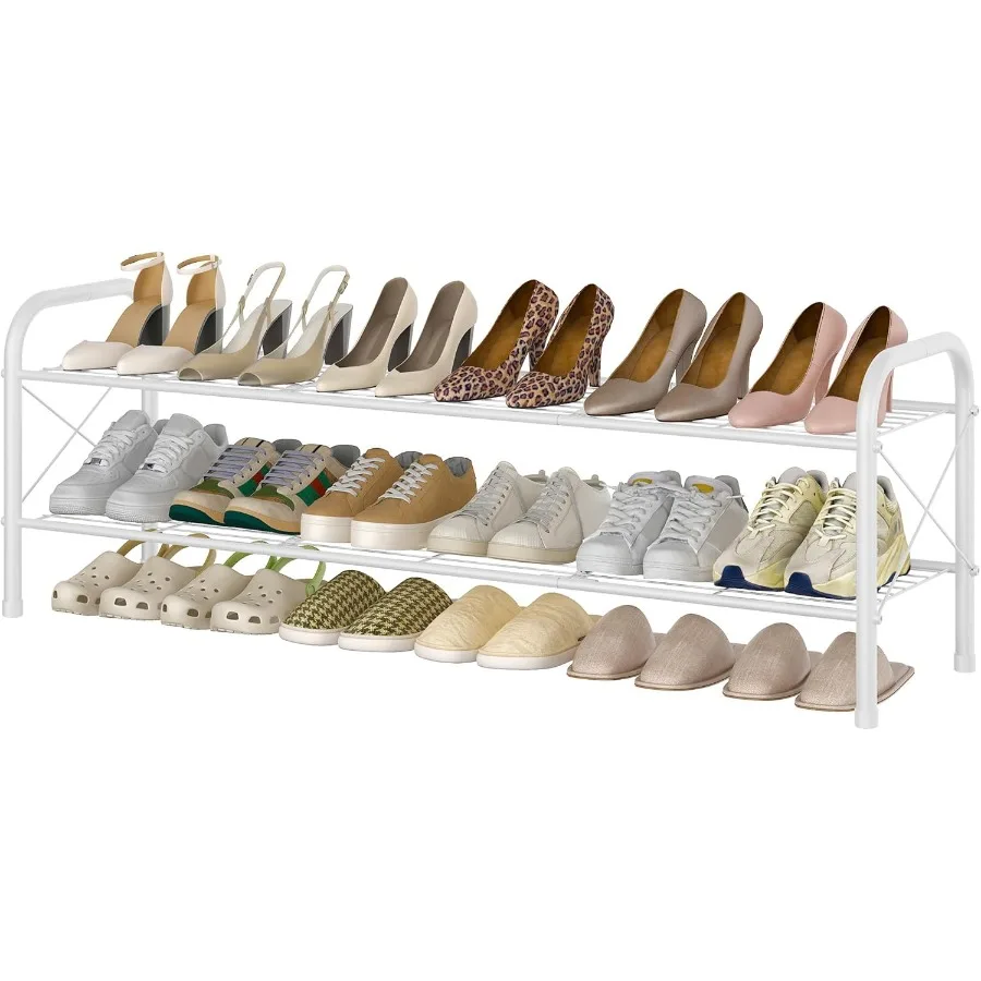 

2 Tier Shoe Rack for Closet Durable Mesh Style Shoe Rack Entryway Shoe Shelf Shoe Storage Organizer for Hallway Bedroom Living