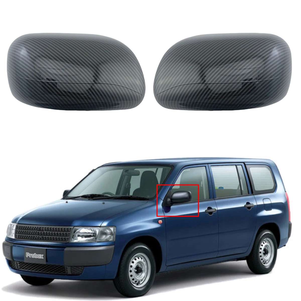 

2pcs Car Stickers Accessories Carbon Side Door Mirror Covers Trim Paste Style For Toyota Probox Succeed 2004 2005 2006 2007 2008