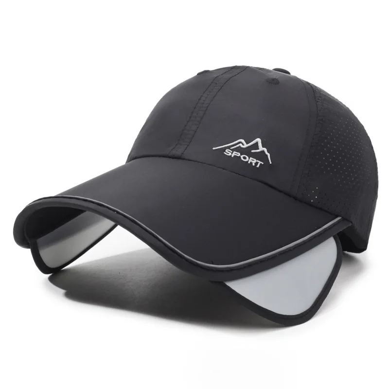 Sun Visor Hats Men Adjustable Retractable Brim UV Protection Mesh Breathable Baseball Cap for Beach Golf Running Tennis