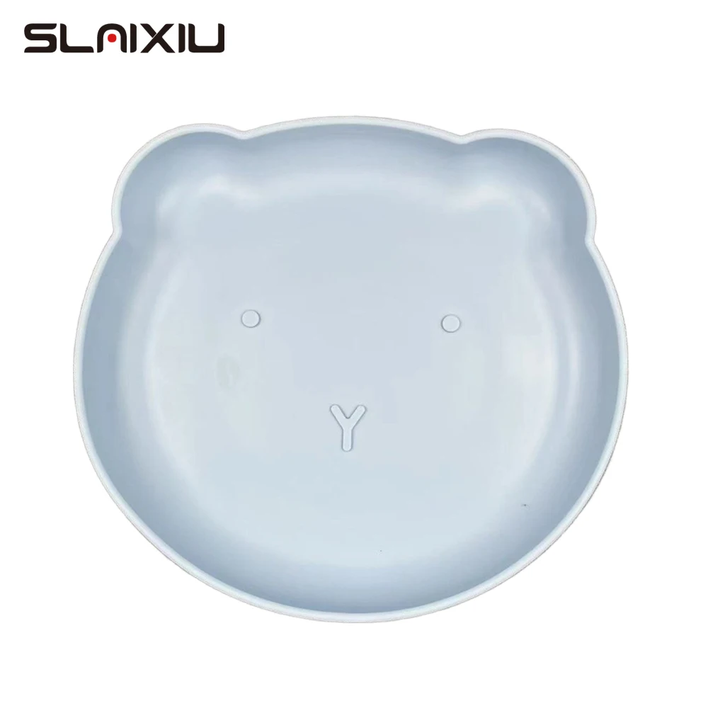 Baby Safe Sucker Silicone Dining Plate Solid Cute Cartoon Children Dishes Suction Toddle Training Tableware Kids Feeding Bowls