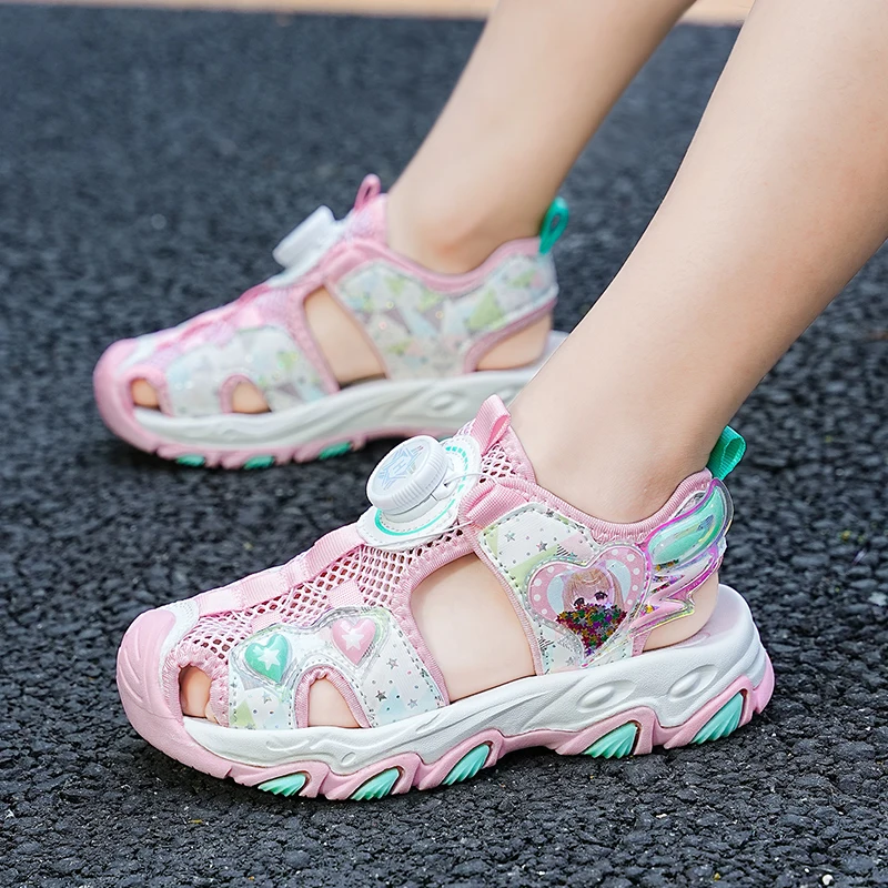 Hot Sale Summer Children Sandals Girls Shoes Sports Shoes Hollow Kids Fashion Sneakers Non-Slip Lightweight Candy Color Sandals