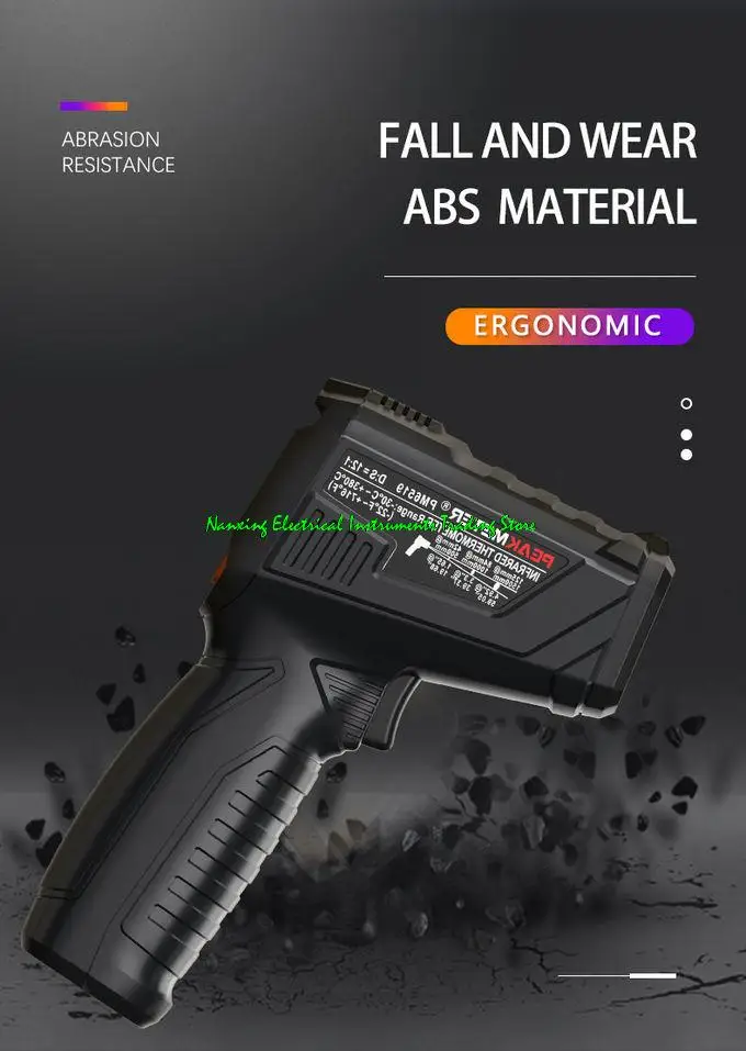 PM6519 IR อุณหภูมิเครื่องวัดอุณหภูมิ Emissivity ปรับ0.5S การวัดอุณหภูมิ-30 ~ 380 ℃