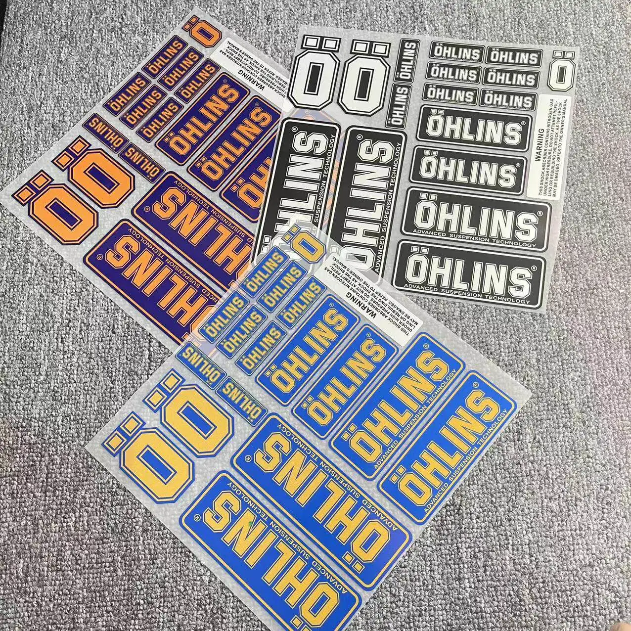 Universal Motorcycle OHLINS Reflective Shock Absorber Stickers Racing Suspension Modification Waterproof Decals view 2