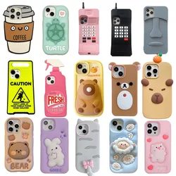 New Protector For iPhone 12 13 14 15 16 Pro Max, 3D Cartoon Cute Animal Soft Silicone Phone Back Case Cover Skin Durable Shell