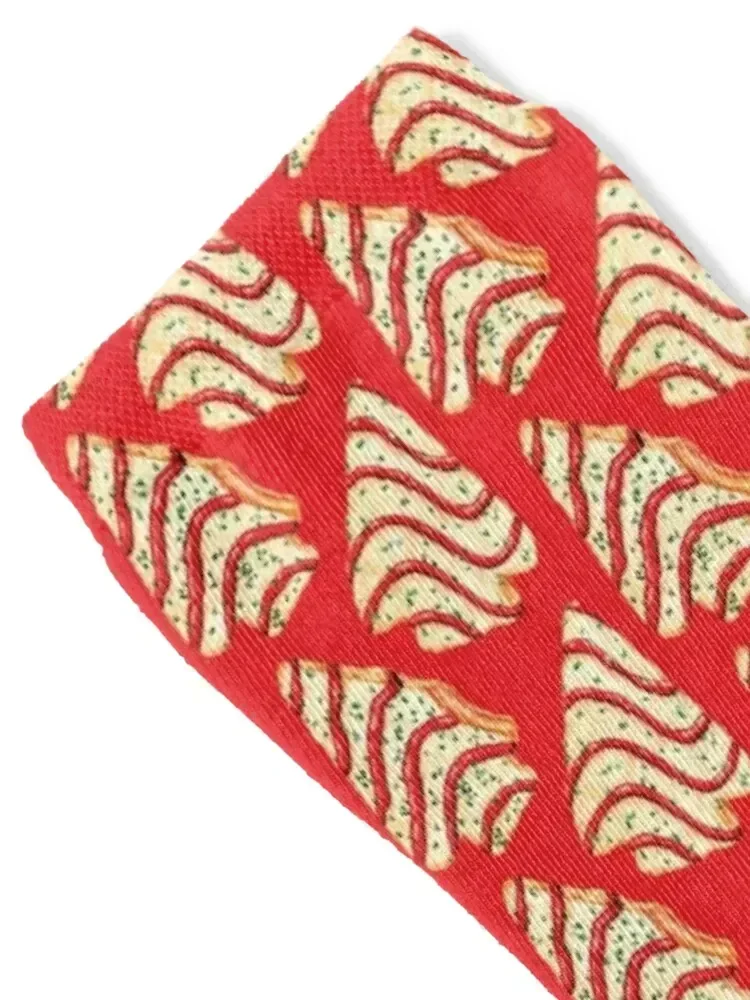Christmas Tree Cakes Pattern - Red Socks anti-slip snow floor Socks Women Men's