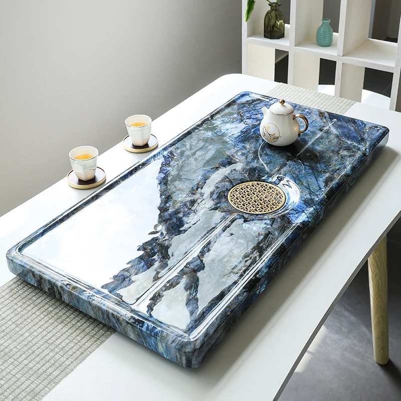 

High-end luxury stone tea tray European-style home living room Simple modern tea making meeting Seiko small and medium tea table