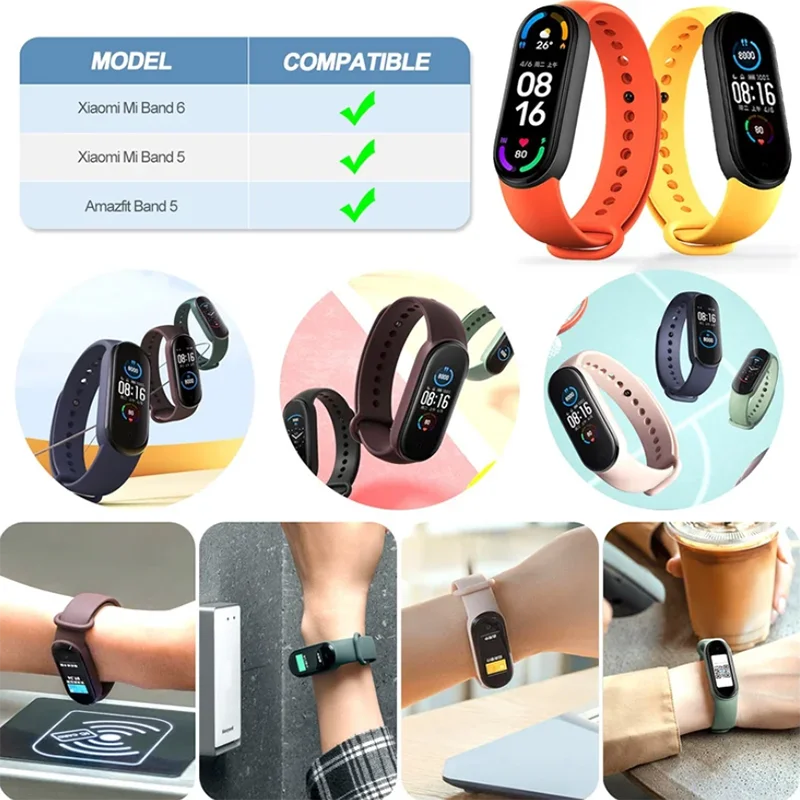 Colors Bracelet for Xiaomi Mi Band 4 5 6 7 Sport Strap Watch Silicone Wrist Strap For Xiaomi Mi band 5 Bracelet Miband 4 3 Strap