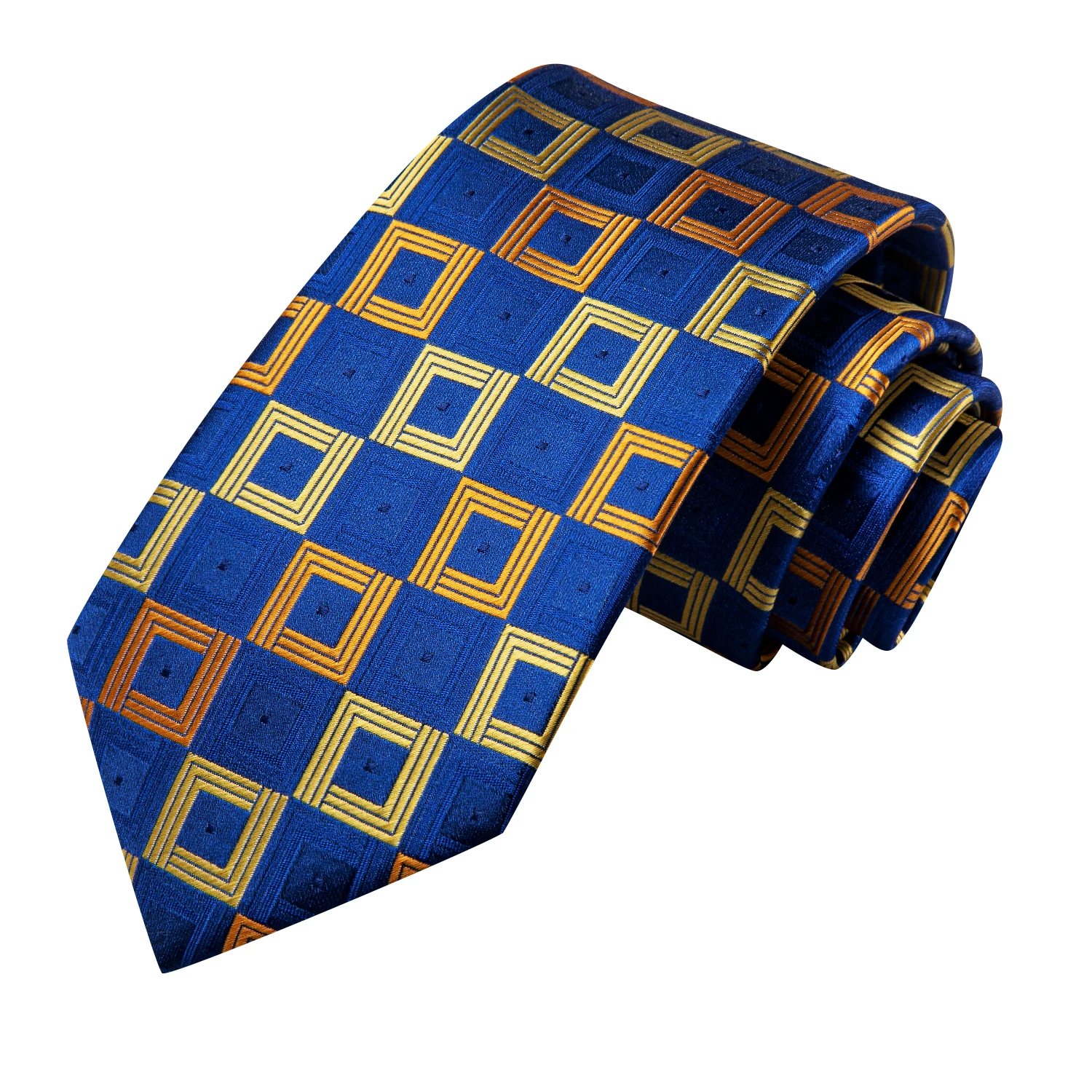 Blue Yellow Plaid 2023 New Elegant Mens Tie Gentlemen Luxury Brand Necktie For Men Business Handky Cufflinks Hi-Tie Designer