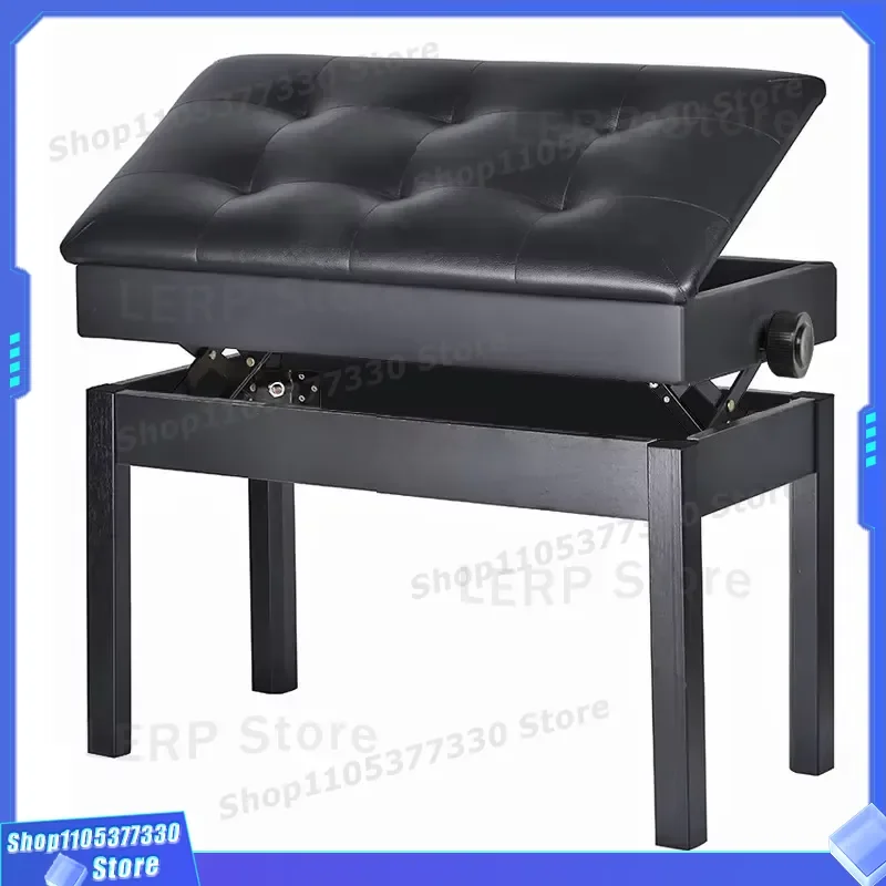 Adjustable Height Solid Wood Piano Bench with Storage Compartment Durable Musical Instrument Stool for Home Studio Practice