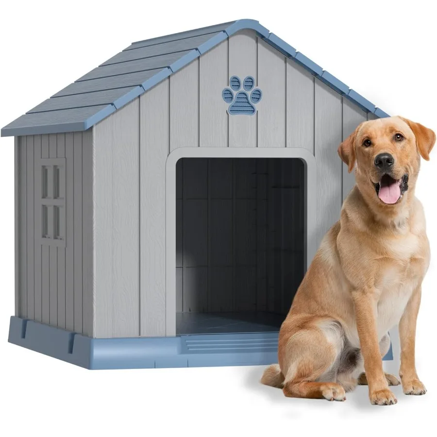 

Домик для собак на открытом воздухе, в помещении, устойчивый к атмосферным воздействиям, вентиляционными отверстиями и приподнятым полом для маленьких, средних и больших собак, легко очищаемый