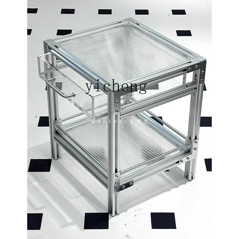 

W5.14 Bedroom Nightstand Home Acrylic Transparent Glass Cabinet Aluminum Profile Storage
