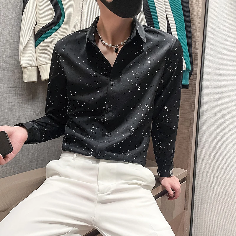 

Loose Long Sve Men's irt Autumn Faion Brand Haome Drapey Casual Stand Fit Youthful Polyester Fiber QJLF2023080707